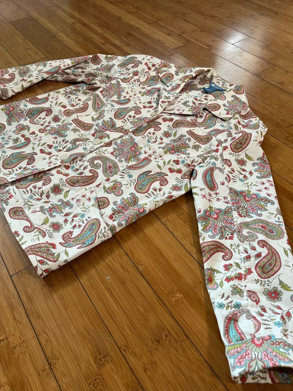 Koret Paisley Button-Up Cream Jacket with Pastel Paisley Accents Coastal Cowgirl - Picture 2 of 10